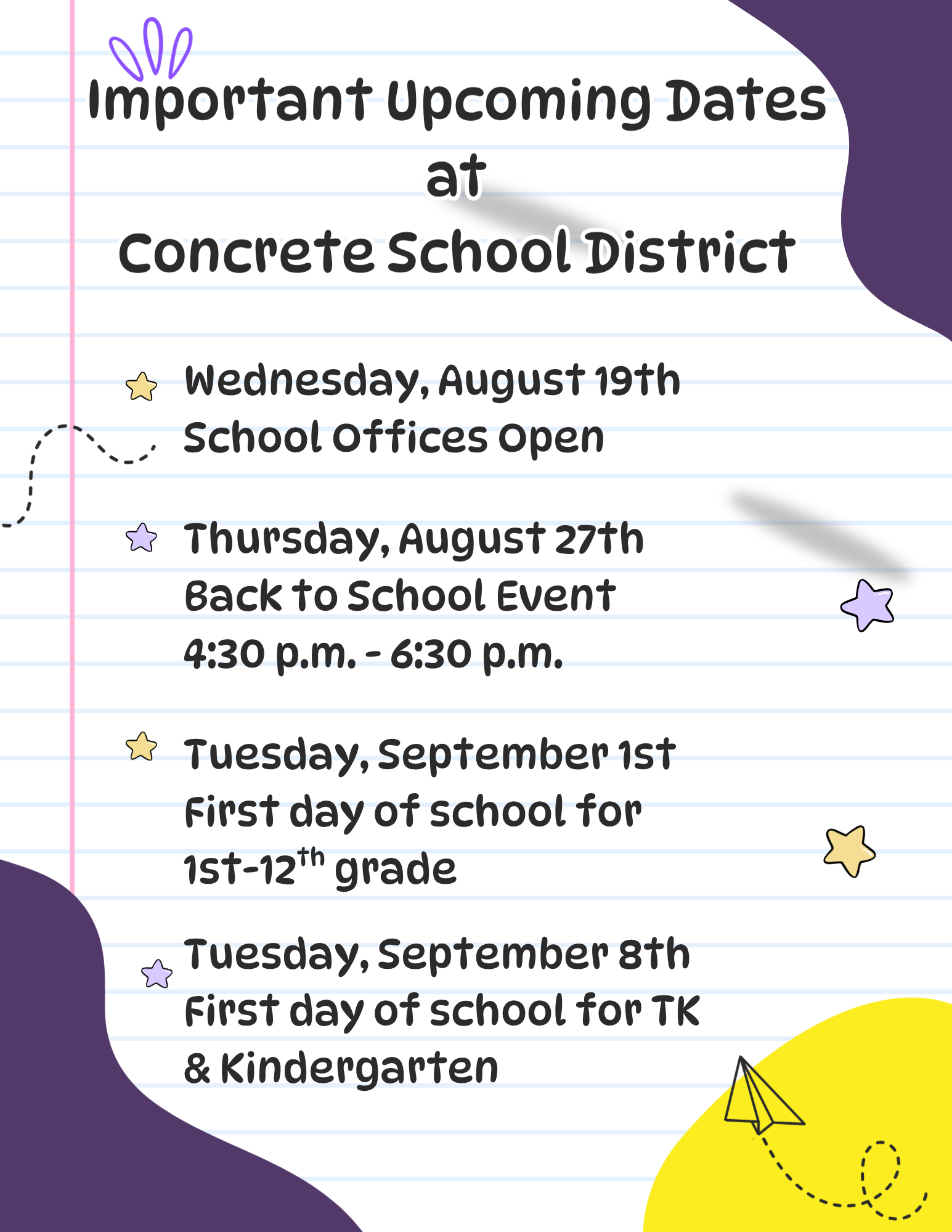 Important Upcoming Dates